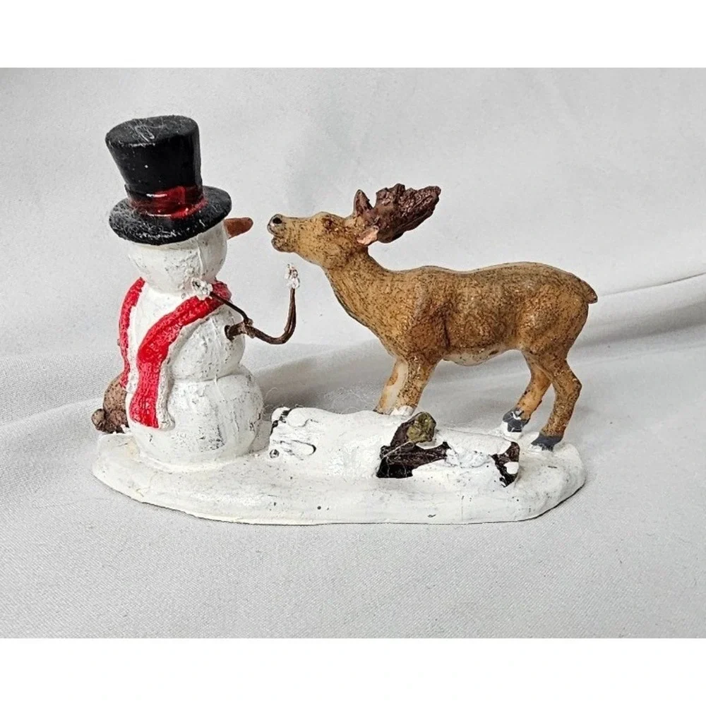 Lemax Snack Time Snowman and Reindeer Figurine Winter Village Holiday Decor